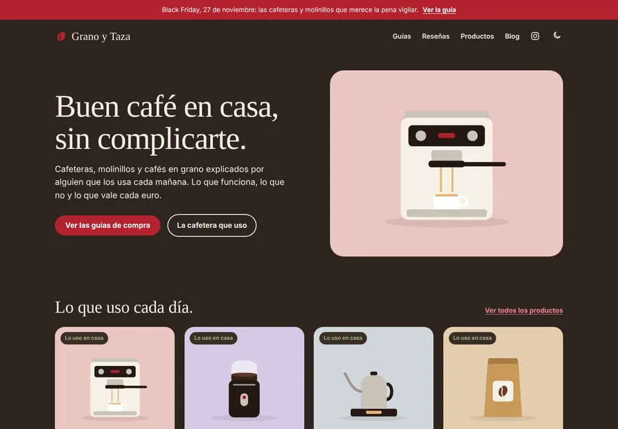 Captura de la portada de Grano y Taza